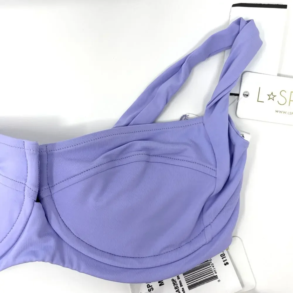 L*SPACE Camellia Barlette Bikini Set In Wisteria Flowers Forever Medium New